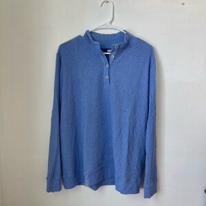Blue long sleeve waffle shirt Henley